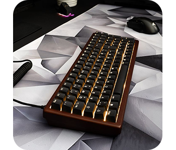 Shot showing full view of keyboard from the side