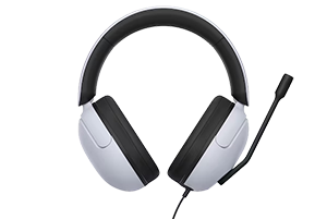 Headset with the mic flipped up to mute