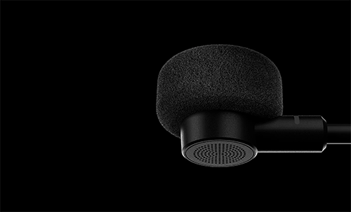 Close up of headset microphone