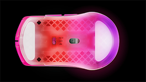 Picture of underneath of mouse showing PTFE mouse feet
