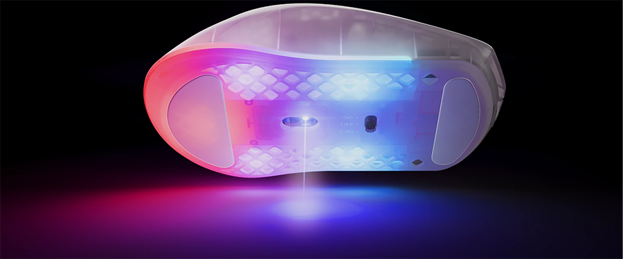 Image of underneath of the mouse showing the sensor