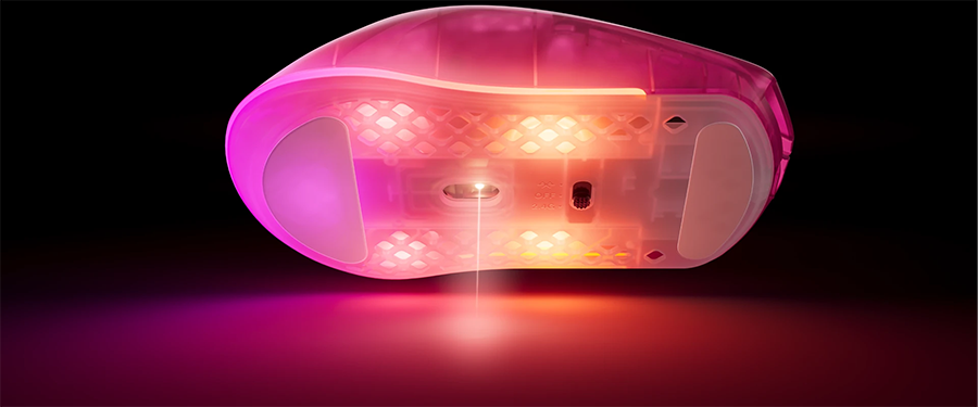 Image of underneath of the mouse showing the sensor