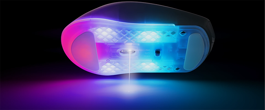 Image of underneath of the mouse showing the sensor