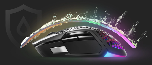 prismatic water running over mouse