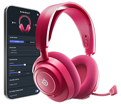 Headphones next to Phone with ChatMix open