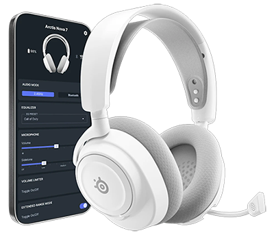 Headphones next to Phone with ChatMix open