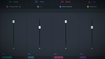 4 Channel mixer of game, chat, media and master aux