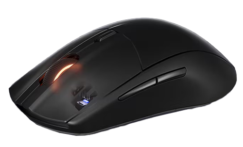 cutout of mouse front with internal micro switch shown