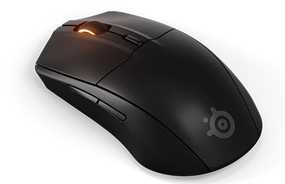 Natural angle of mouse with RGB aura cycling through colours