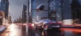 Car chasing plane action animation.