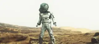 Astronaught viewing flying orb animation.
