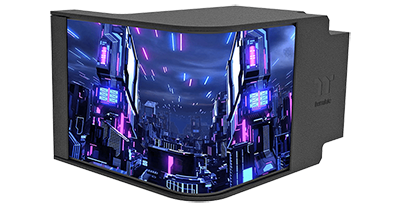 Curved AMOLED Display with image and video on screen.