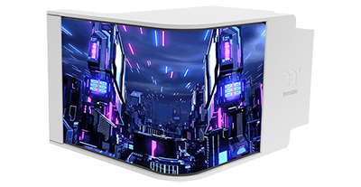 Curved AMOLED Display with image and video on screen.