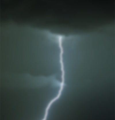 Lighting strike in the background.