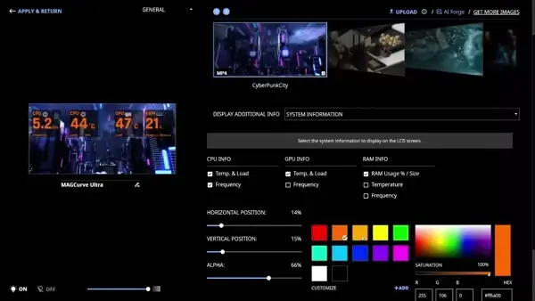 Text Colour Selection displayed on the TT RGB PLUS 3.0 software.
