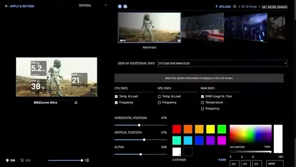 Background Customisation displayed on the TT RGB PLUS 3.0 software.