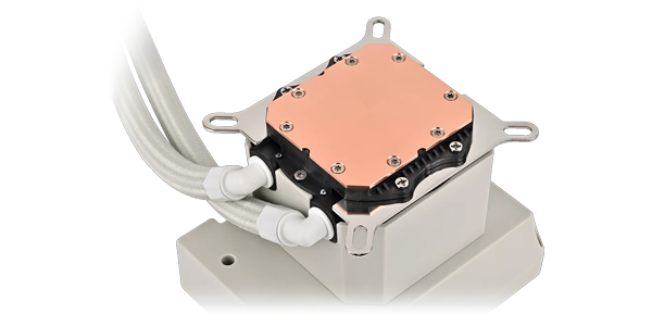 Underside of pump's copper base plate.