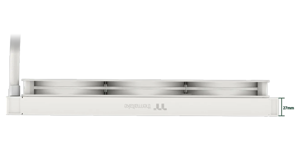 Side angle of radiator laid flat.