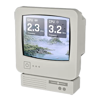 CPU and GPU information with misty island background.