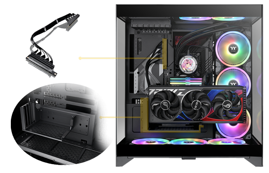 Included GPU Riser Cable and Bracket allow for customisation of GPU placement