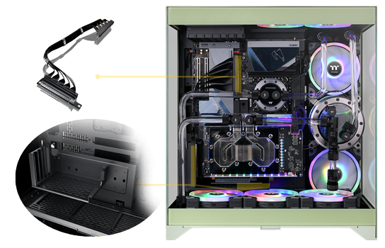 Included GPU Riser Cable and Bracket allow for customisation of GPU placement