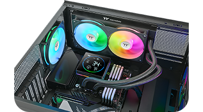 Image of the cooler inside a PC case