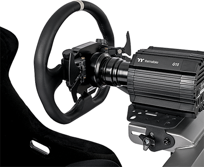 Close up of an attached steering wheel