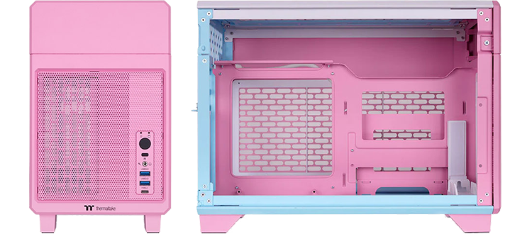 Thermaltake TR100 SFF MITX Mini Tower PC Case With PCIe 4.0 Riser Cable Included Bubble Pink - View #7