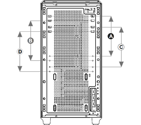 Graph style image of the Case showing different PSU position options