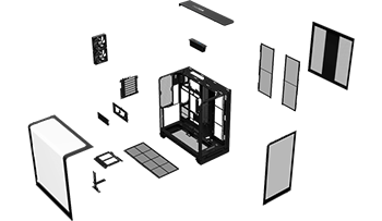 Spread of case parts showing DMD