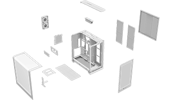 Spread of case parts showing DMD