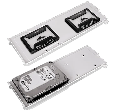 Image of storage devices installed on a case part