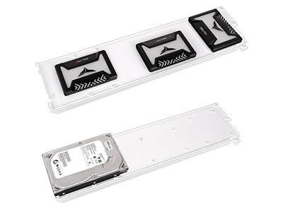 Image of storage devices installed on a case part