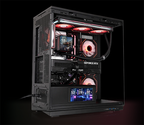 Image of case with full components showing a 360mm radiator inside