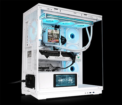 Image of case with full components showing a 360mm radiator inside