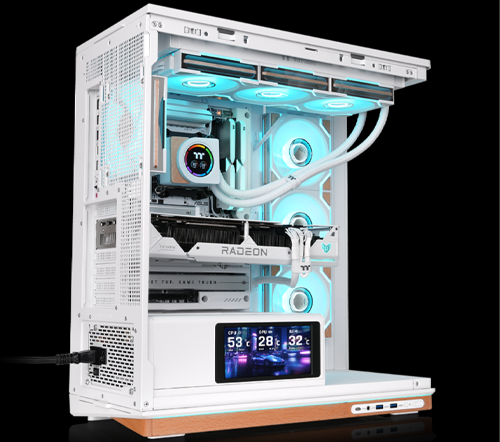Image of case with full components showing a 360mm radiator inside