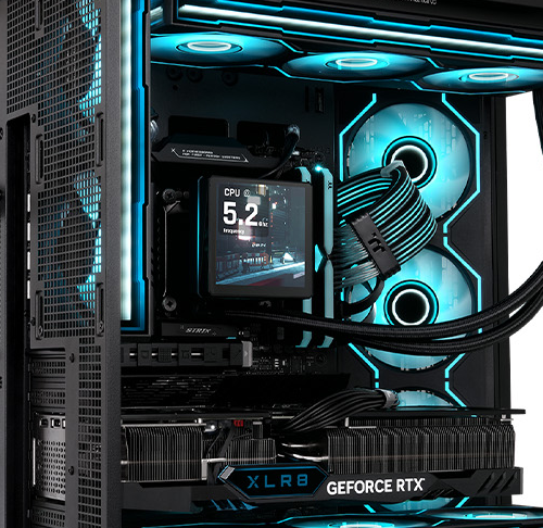 Image of case with full components showing a 360mm radiator inside