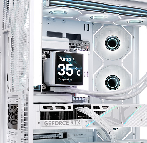Image of case with full components showing a 360mm radiator inside