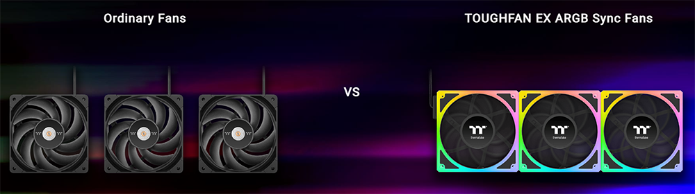 Ordinary fans vs TOUGHFAN EX ARGB Sync Fans.