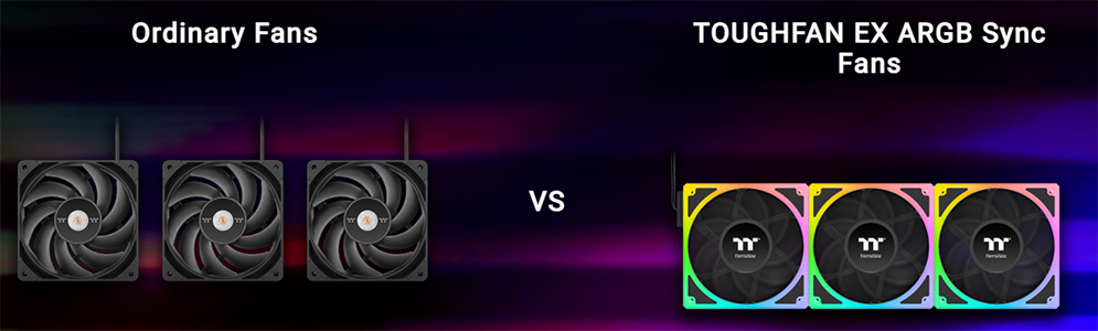 Ordinary fans vs TOUGHFAN EX ARGB Sync Fans.