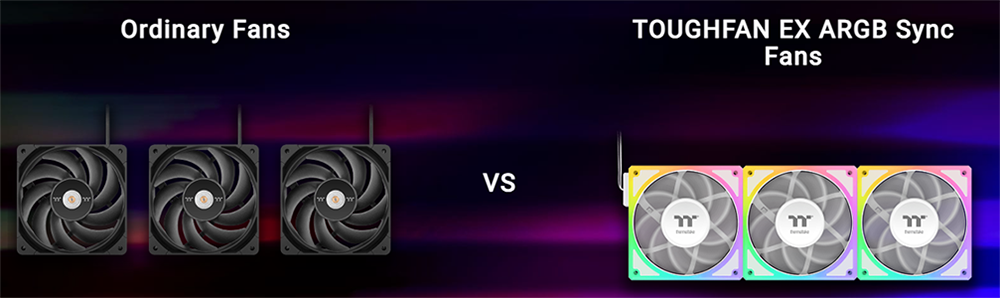 Ordinary fans vs TOUGHFAN EX ARGB Sync Fans.
