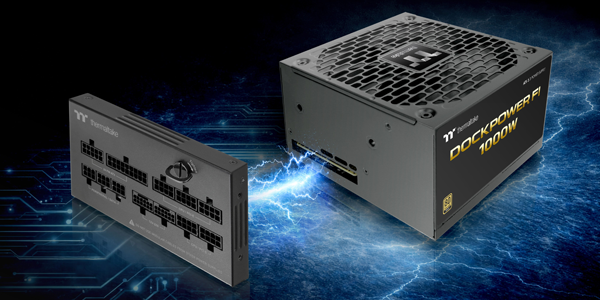 Dock module and Dockpower PSU linked together by line of crackling electricity.