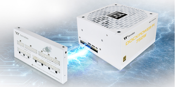 Dock module and Dockpower PSU linked together by line of crackling electricity.