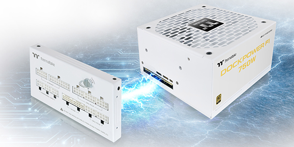 Dock module and Dockpower PSU linked together by line of crackling electricity.
