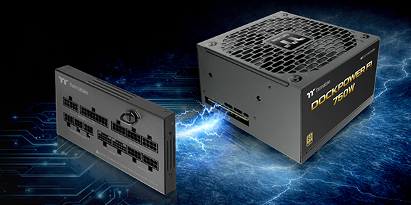 Dock module and Dockpower PSU linked together by line of crackling electricity.