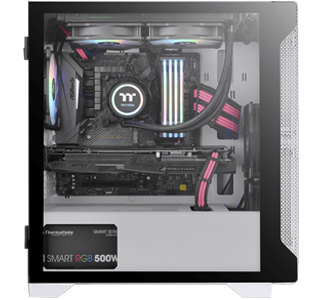 Thermaltake S100 TG Snow Tempered Glass Micro-ATX Case - White