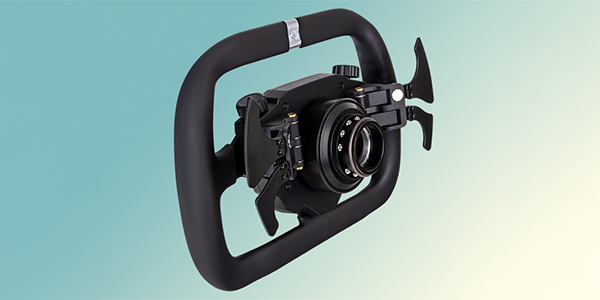Rear side angle of F100 Steering Wheel, showcasing quick-release design.