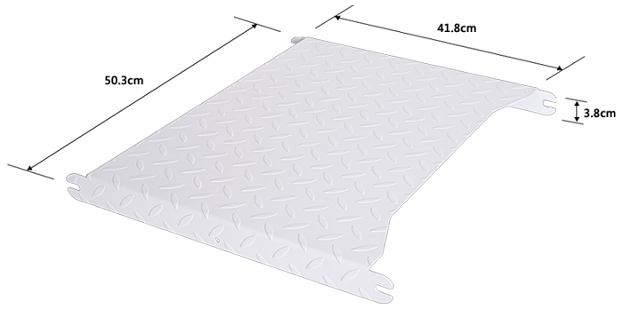Side view of floor plate with dimensions