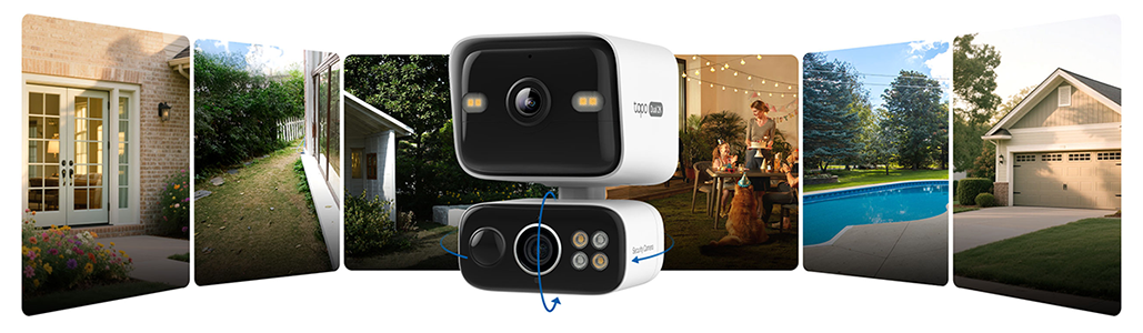 Multiple outdoor scenario images beside eachother with the TC93D kit in the centre.