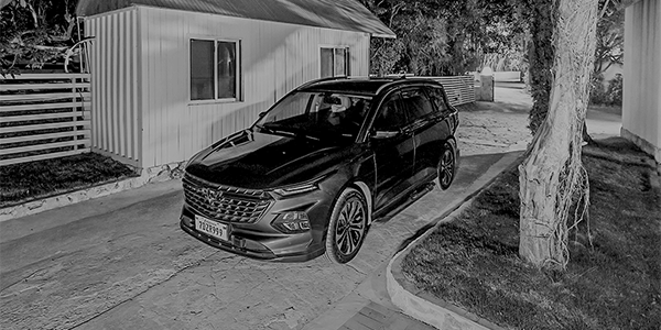 Car on drive at night, detected by infrared mode.